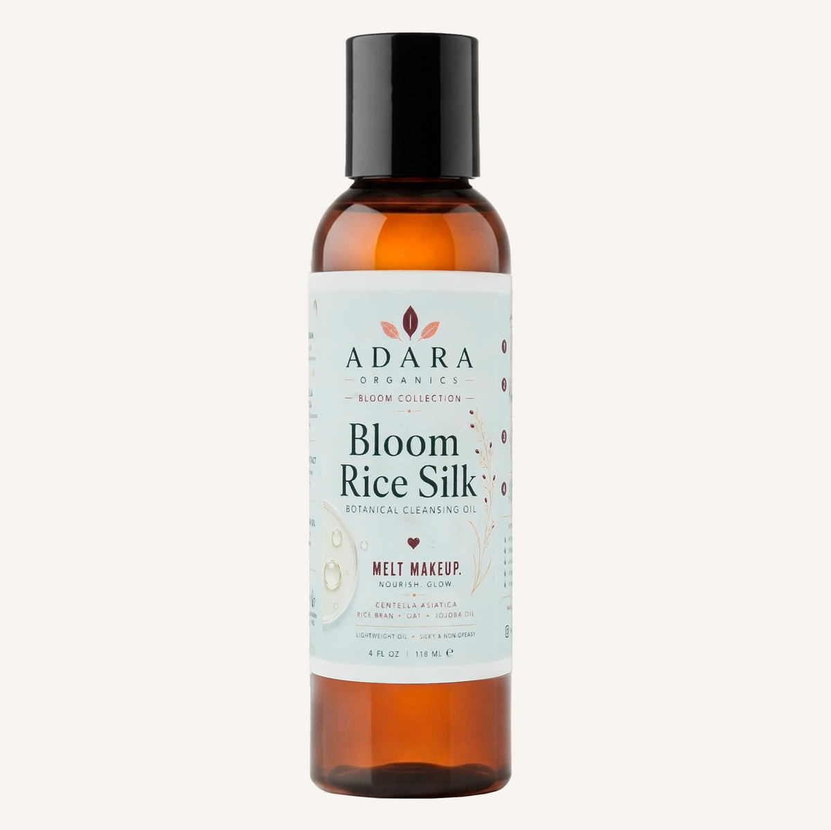 Adara Organics Bloom Rice Silk Botanical Cleansing Oil for Makeup Removal