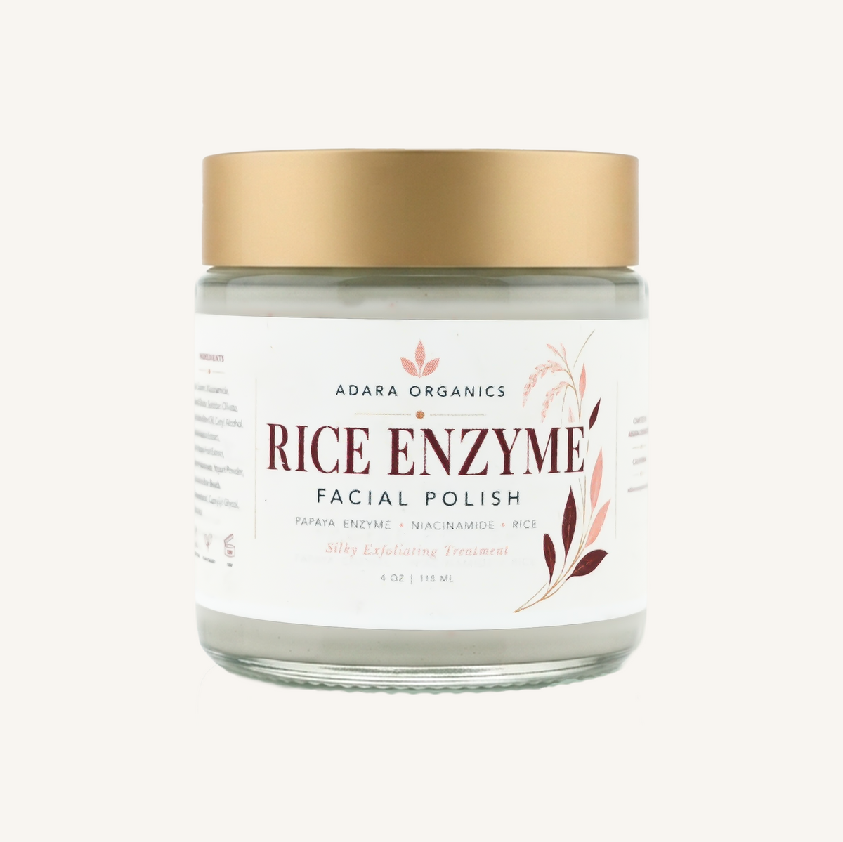 Adara Organics Rice Enzyme Facial Polish for Gentle Exfoliation