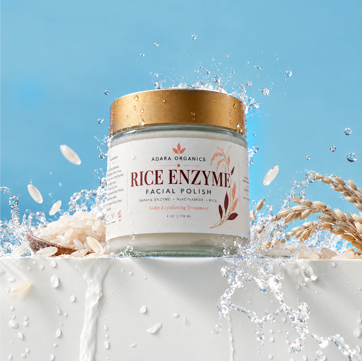 Adara Organics Rice Enzyme Facial Polish for Gentle Exfoliation